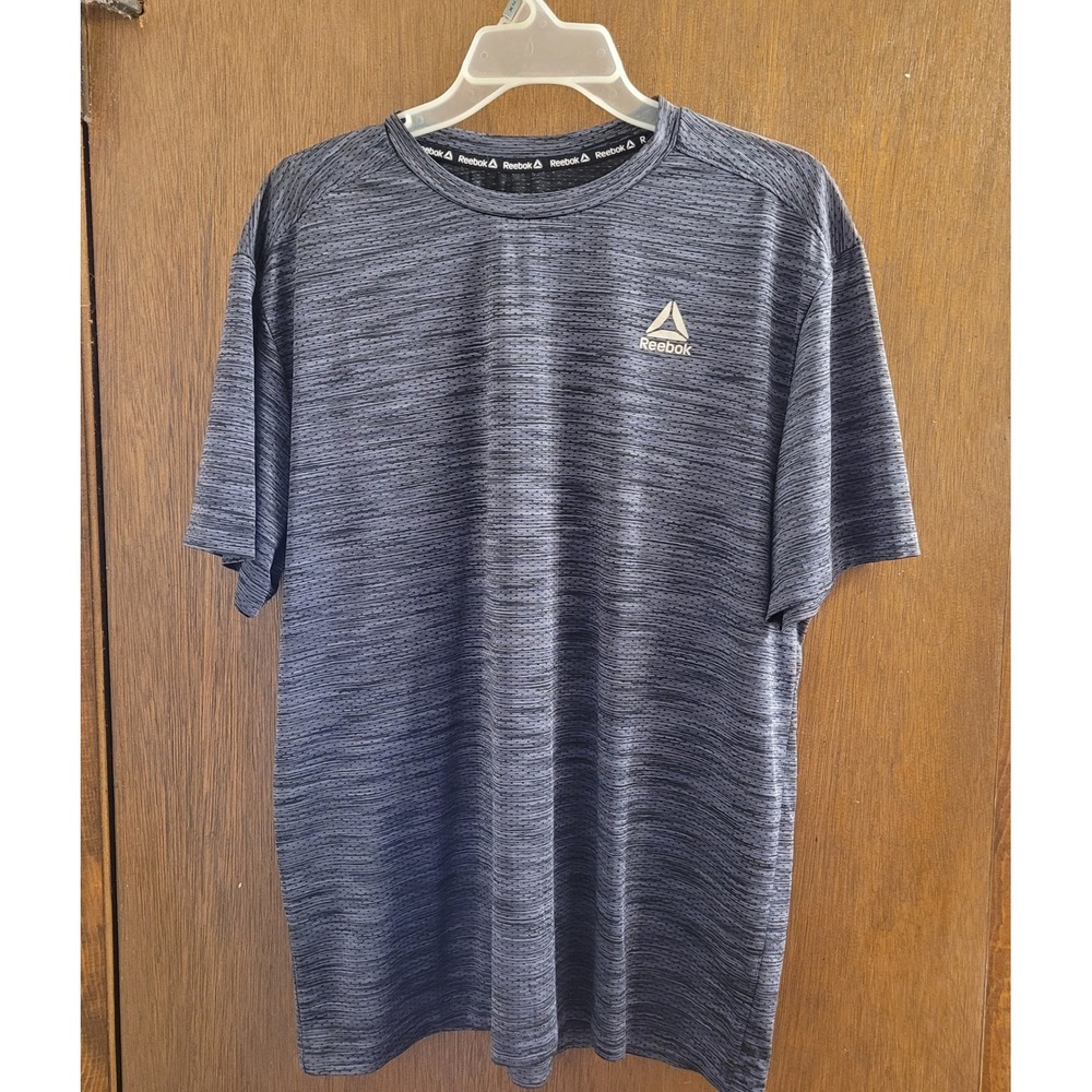 Reebok Mens Gray Space Dye Performance Mesh T-Shirt Size Large athletic gym